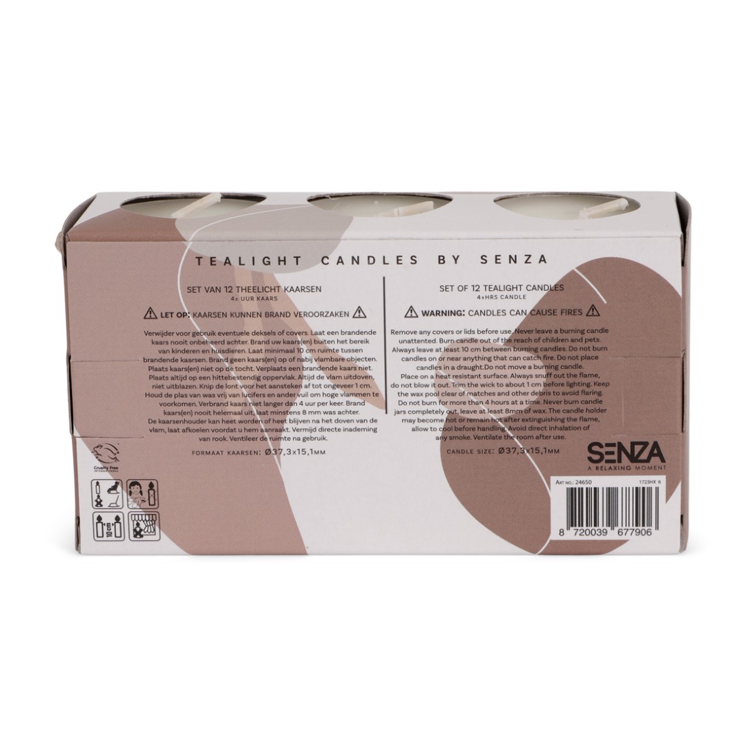 24650 SENZA Set Van 12 Theelichtjes In Taupe Box
