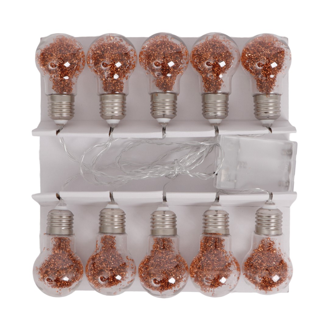 24566 SENZA LED Glitter Bol Slinger Koper