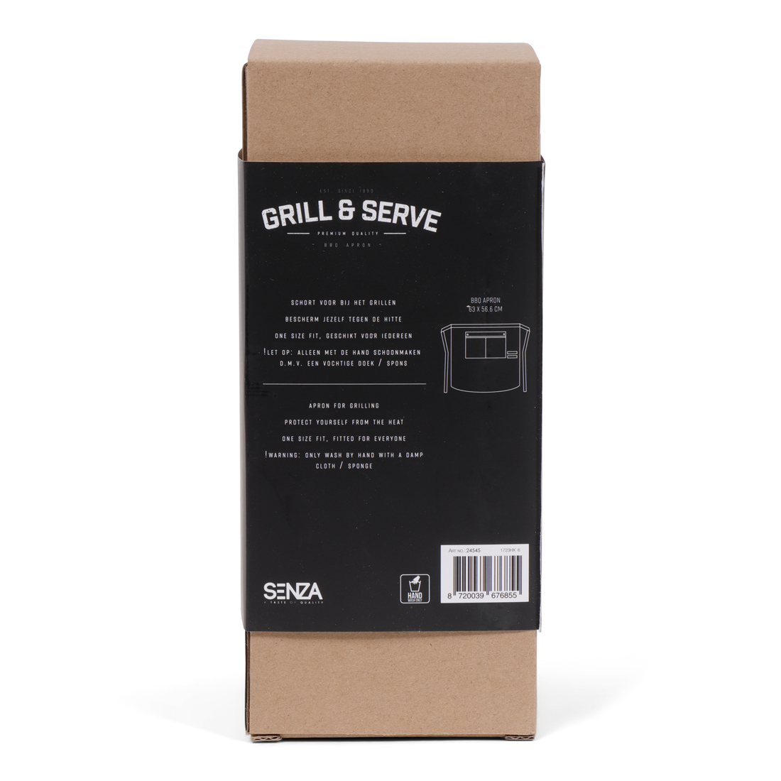 24545 SENZA BBQ Schort Grijs PU Half