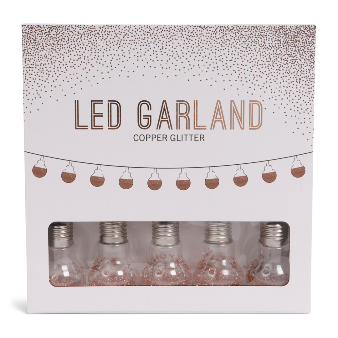 24566 SENZA LED Glitter Bol Slinger Koper