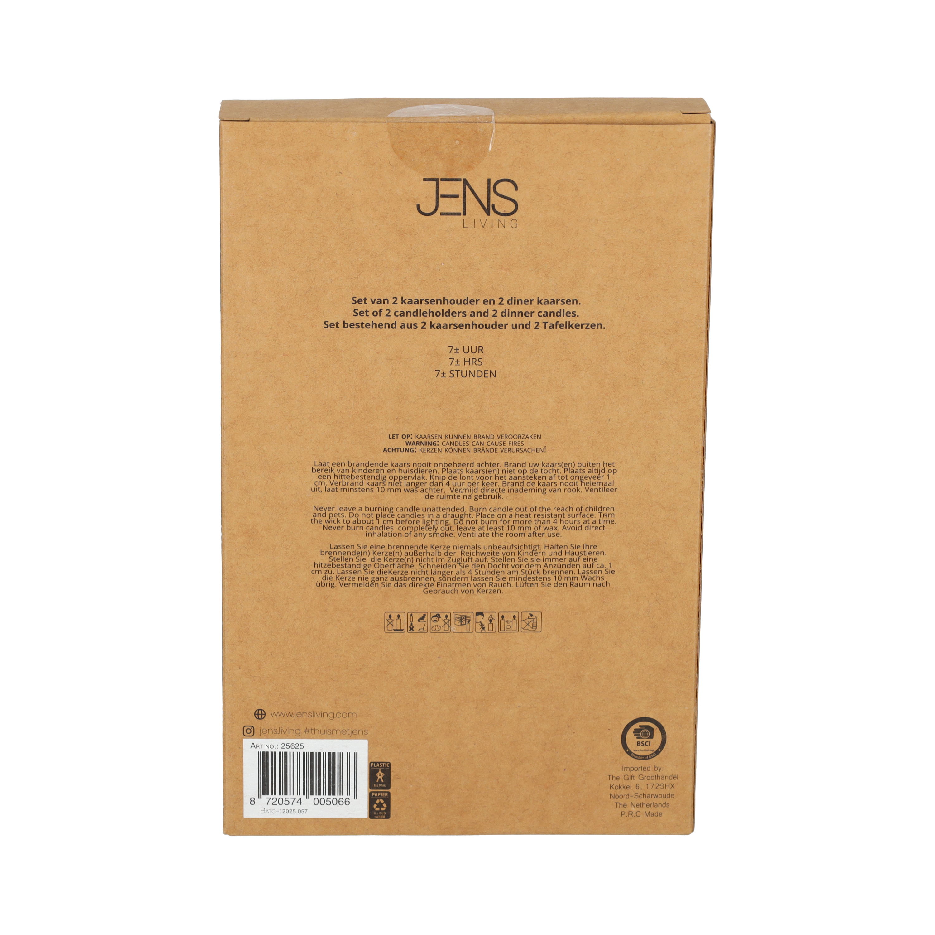 Giftset Kandelaar + Kaars Bruin /2 (25625)