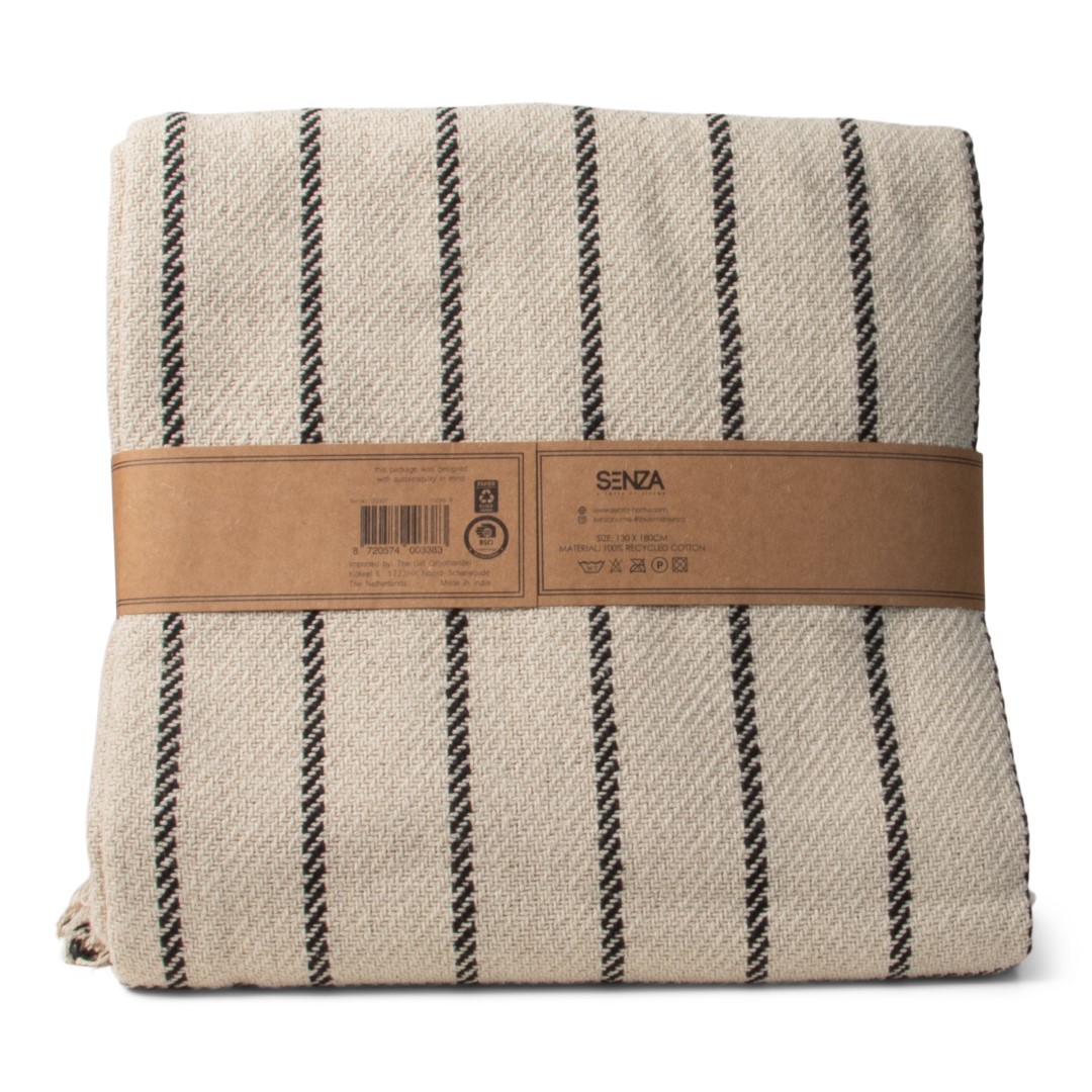 25007 SENZA Recycled Cotton Plaid Gestreept Zwart
