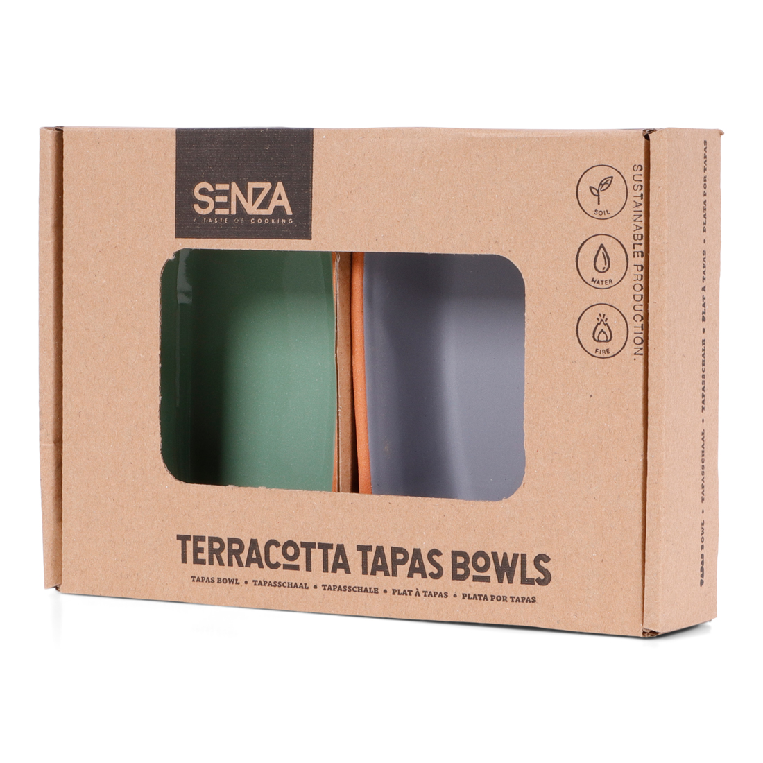 24880 SENZA Terracotta Schaaltjes Rechthoek Grijs/Groen /2