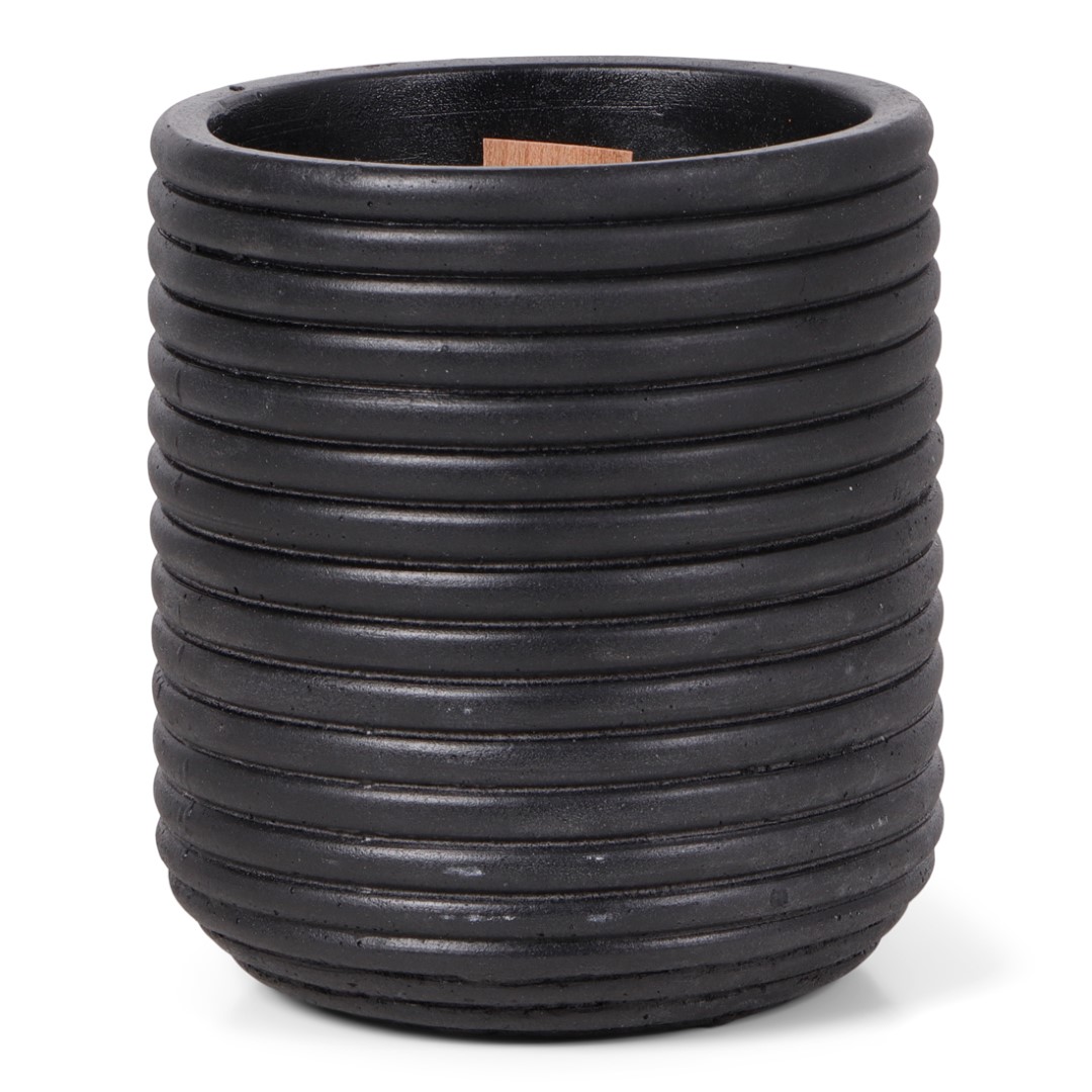 24763 SENZA Wooden Wick Kaars Ribbel Zwart