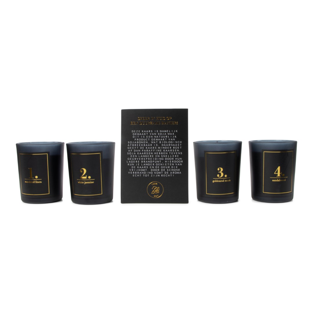 24837 SENZA Geurkaarsen Giftbox Zwart /4