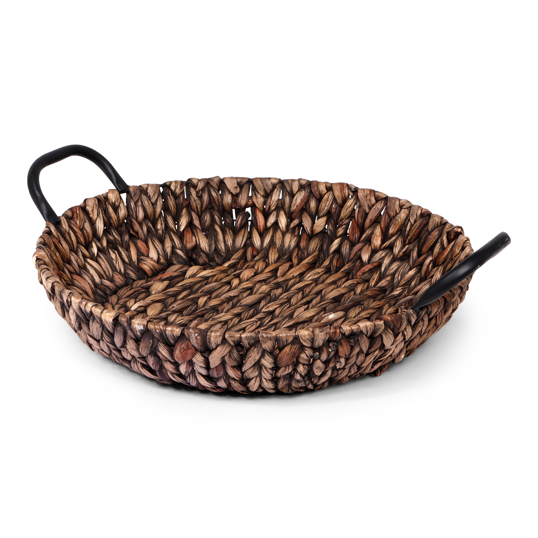 24386 SENZA Hyacint Ondiepe Mand Met Handvatten Donker Bruin