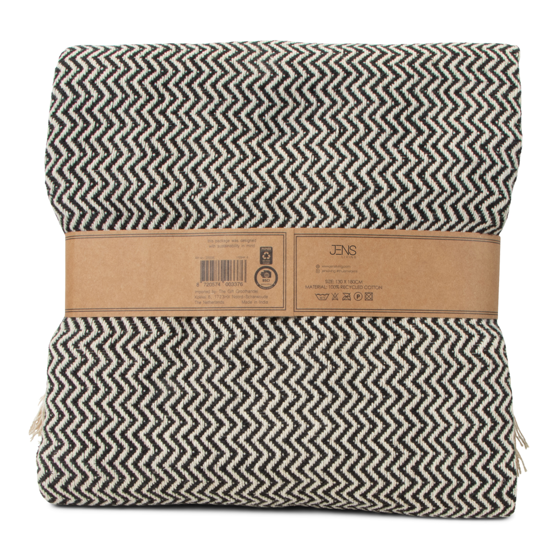 25006 SENZA Recycled Cotton Plaid Visgraat Zwart