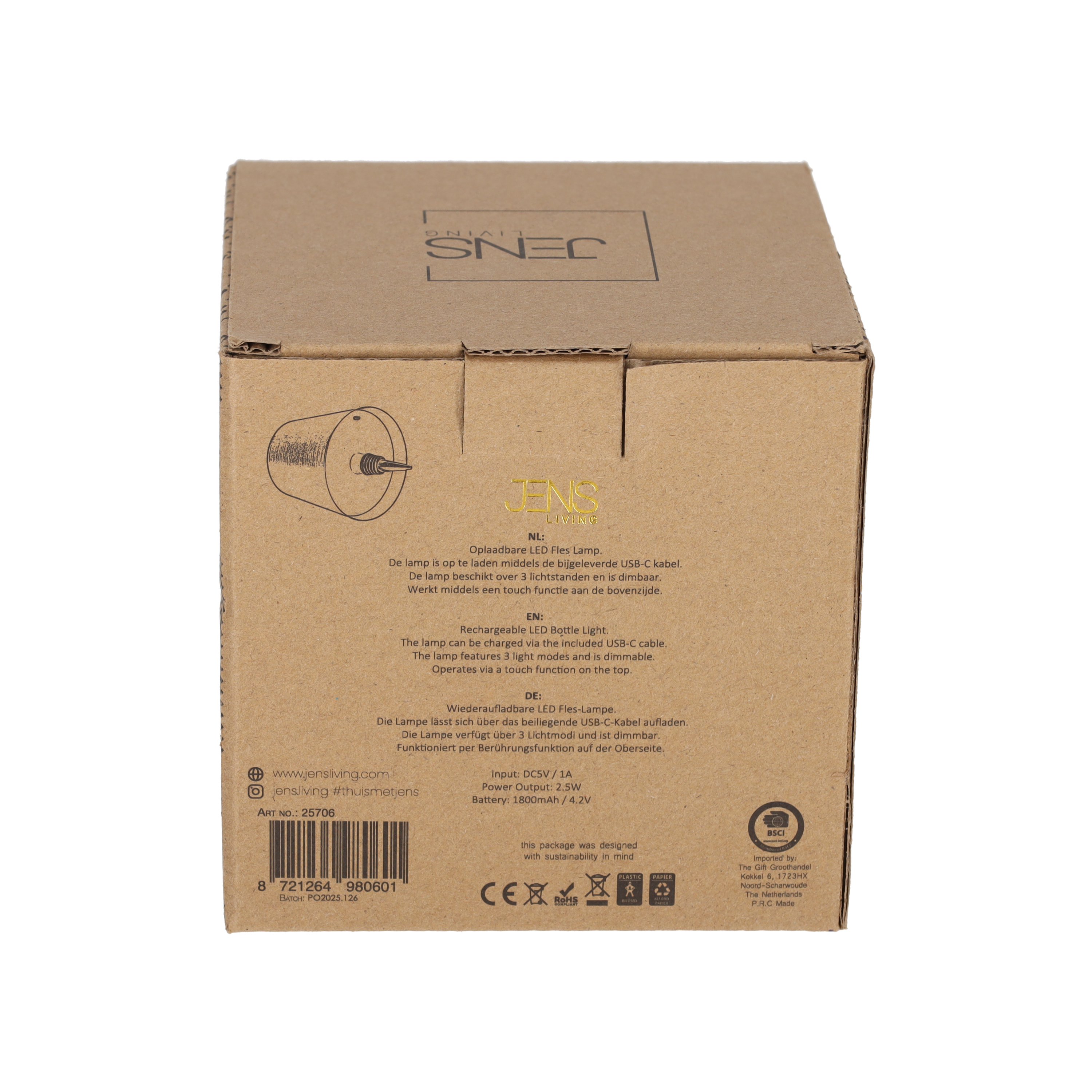LED Fles Lamp Goud (25706)