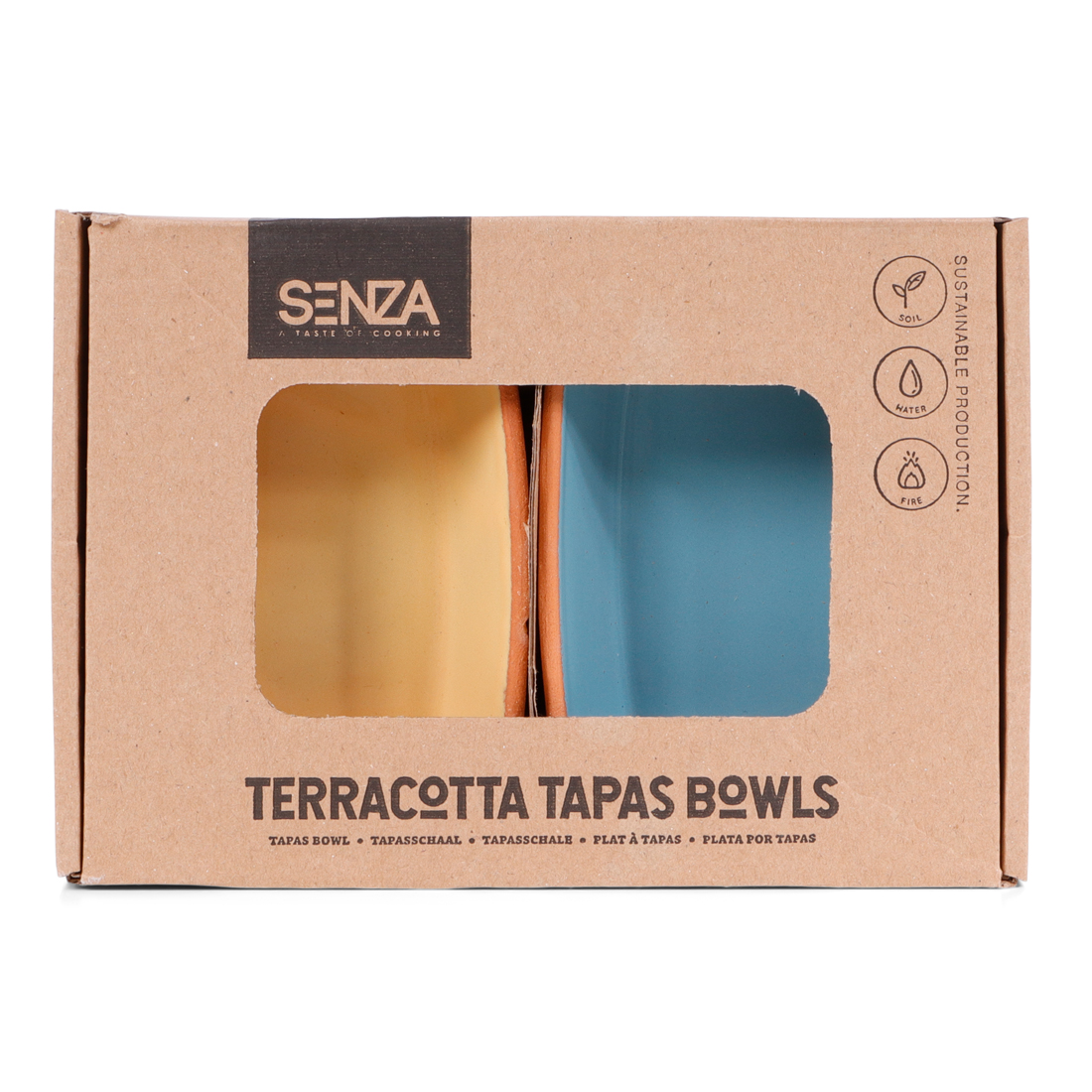 24879 SENZA Terracotta Schaaltjes Rechthoek Blauw/Geel /2