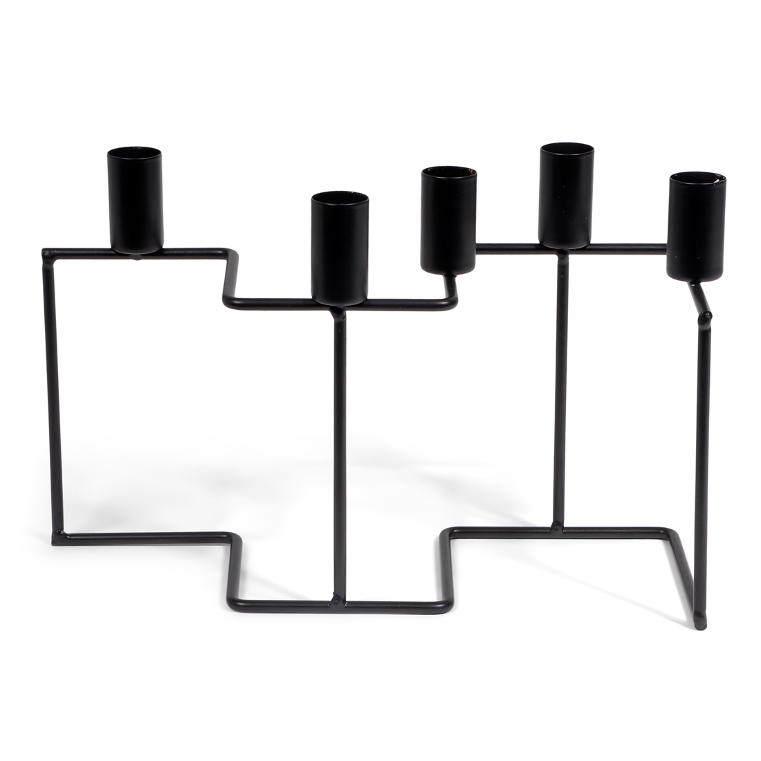 24572 SENZA Metalen Zig Zag Kandelaar (5 cups) Zwart