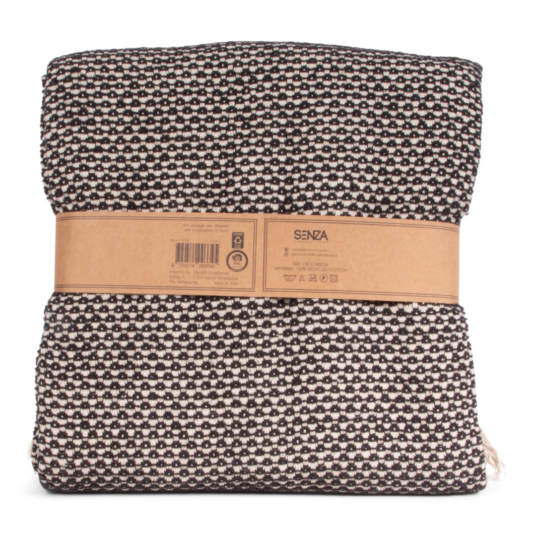 25003 SENZA Recycled Cotton Plaid Stippen Zwart