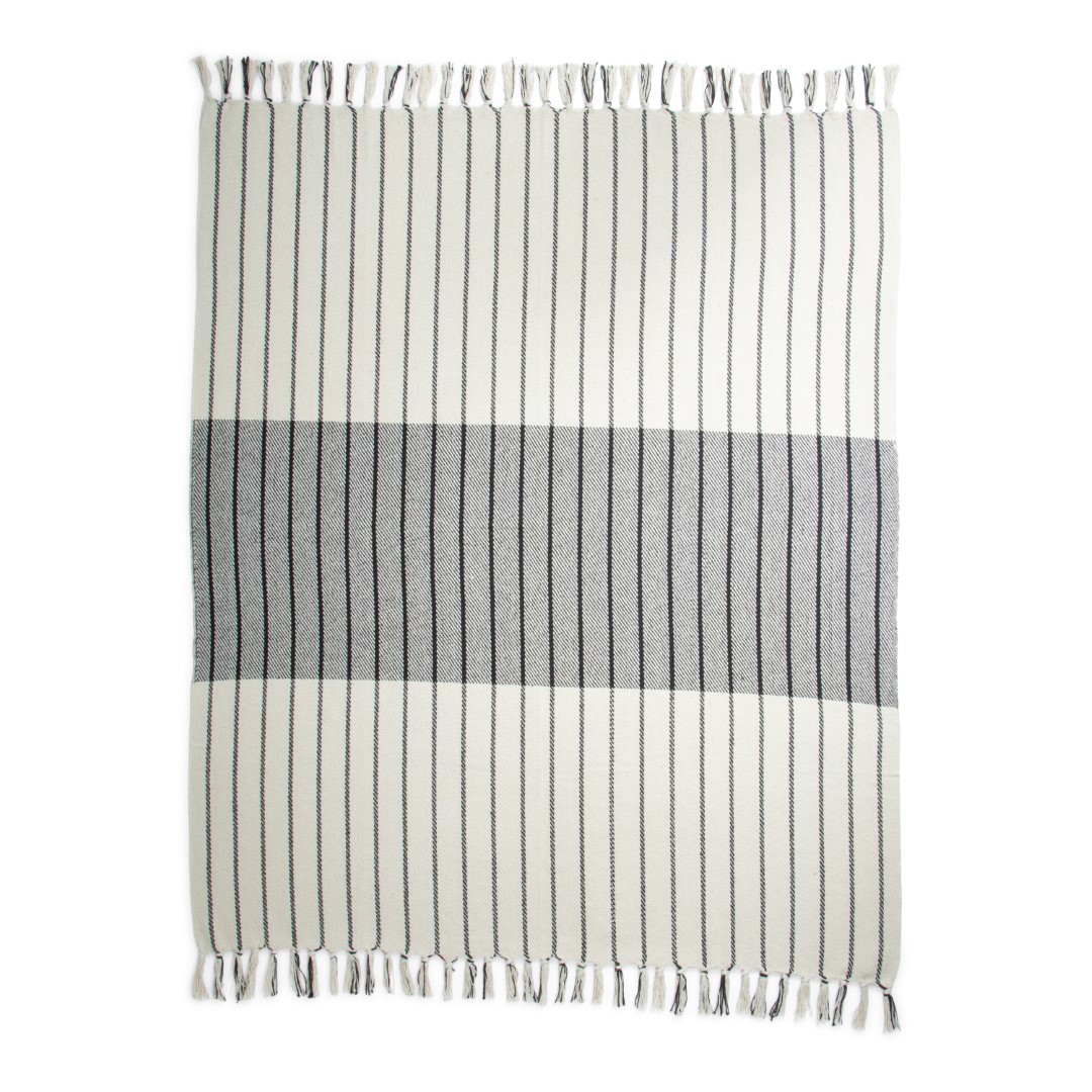 25007 SENZA Recycled Cotton Plaid Gestreept Zwart