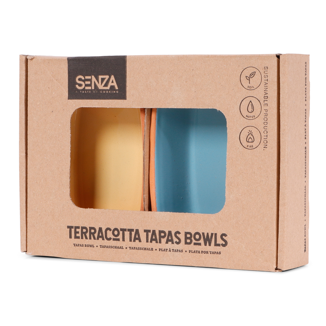 24879 SENZA Terracotta Schaaltjes Rechthoek Blauw/Geel /2