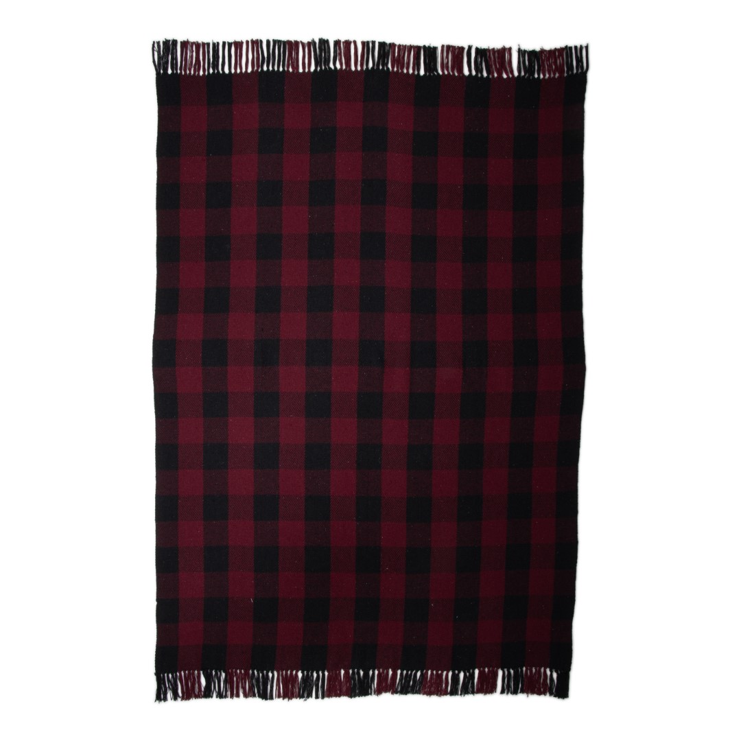 25051 SENZA Recycled Cotton Plaid Geruit Bordeaux