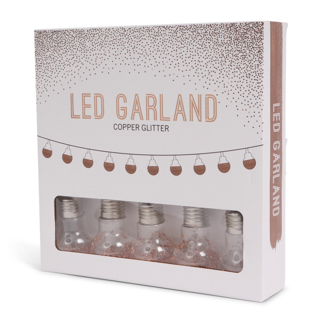 24566 SENZA LED Glitter Bol Slinger Koper