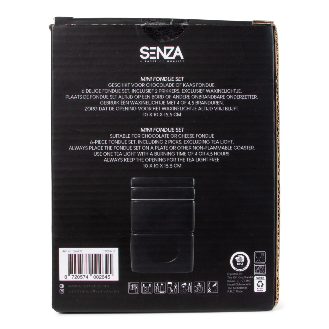 24933 SENZA Mini Fondue Set Zwart