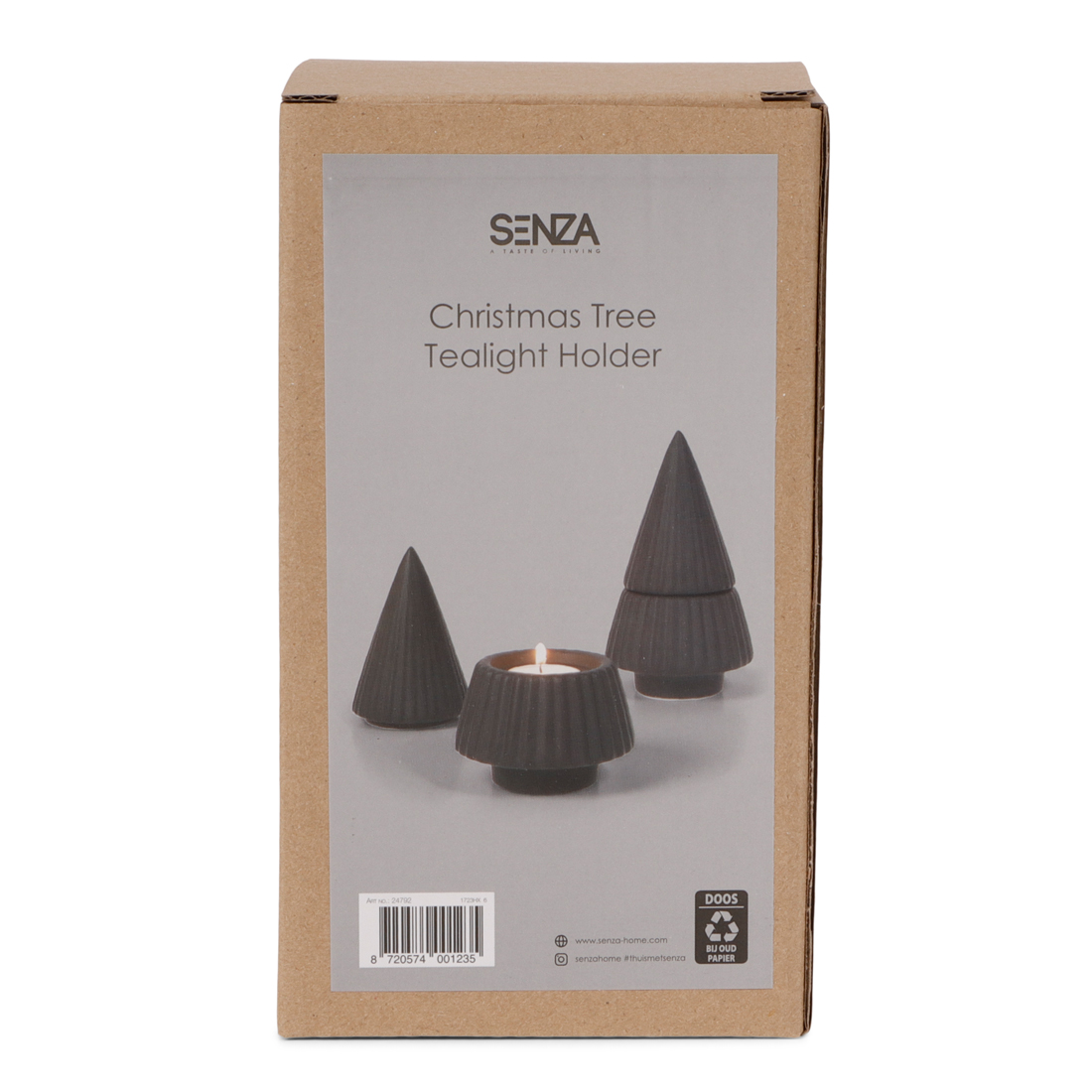 24792 SENZA Theelichthouder Kerstboom Zwart