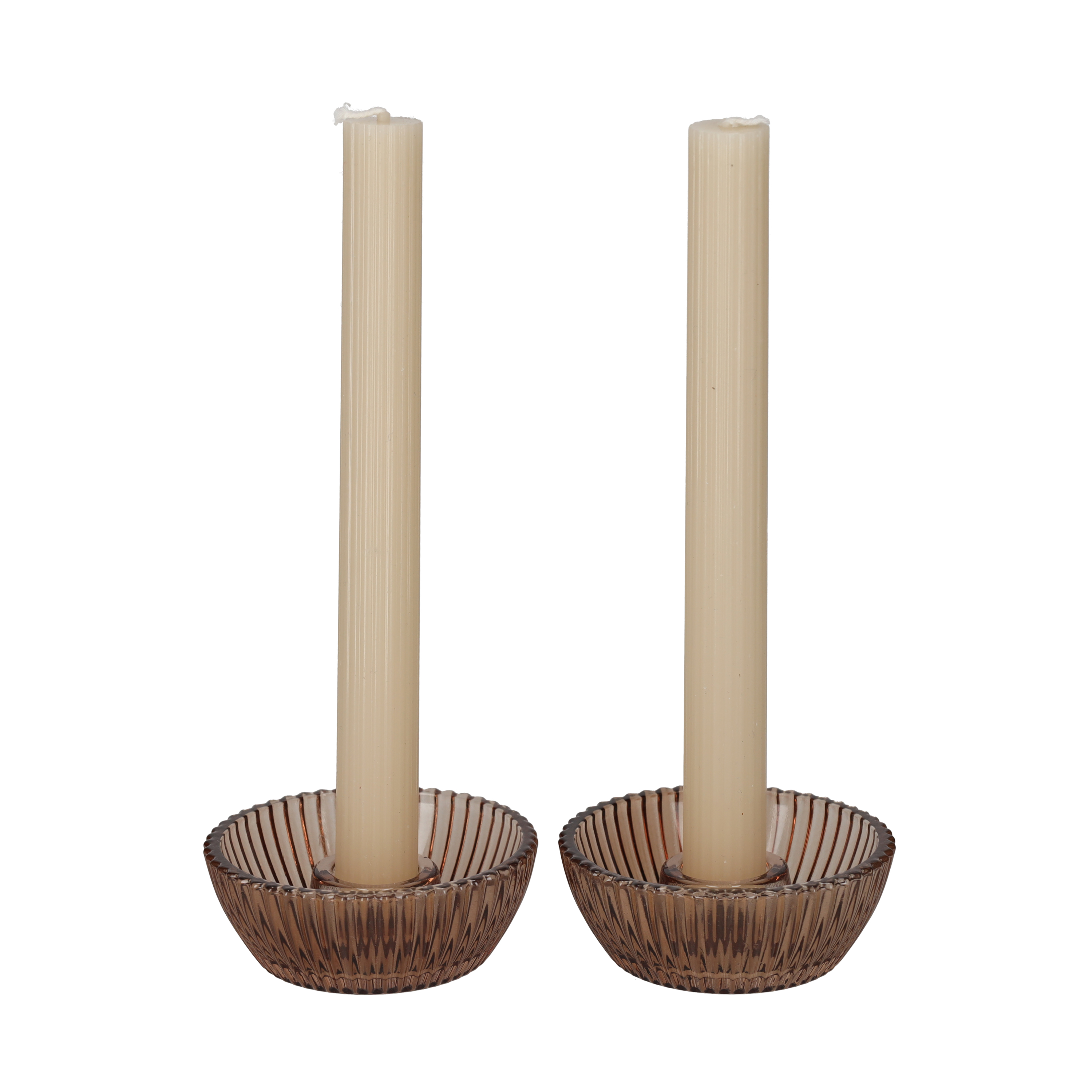 Giftset Kandelaar + Kaars Bruin /2 (25625)