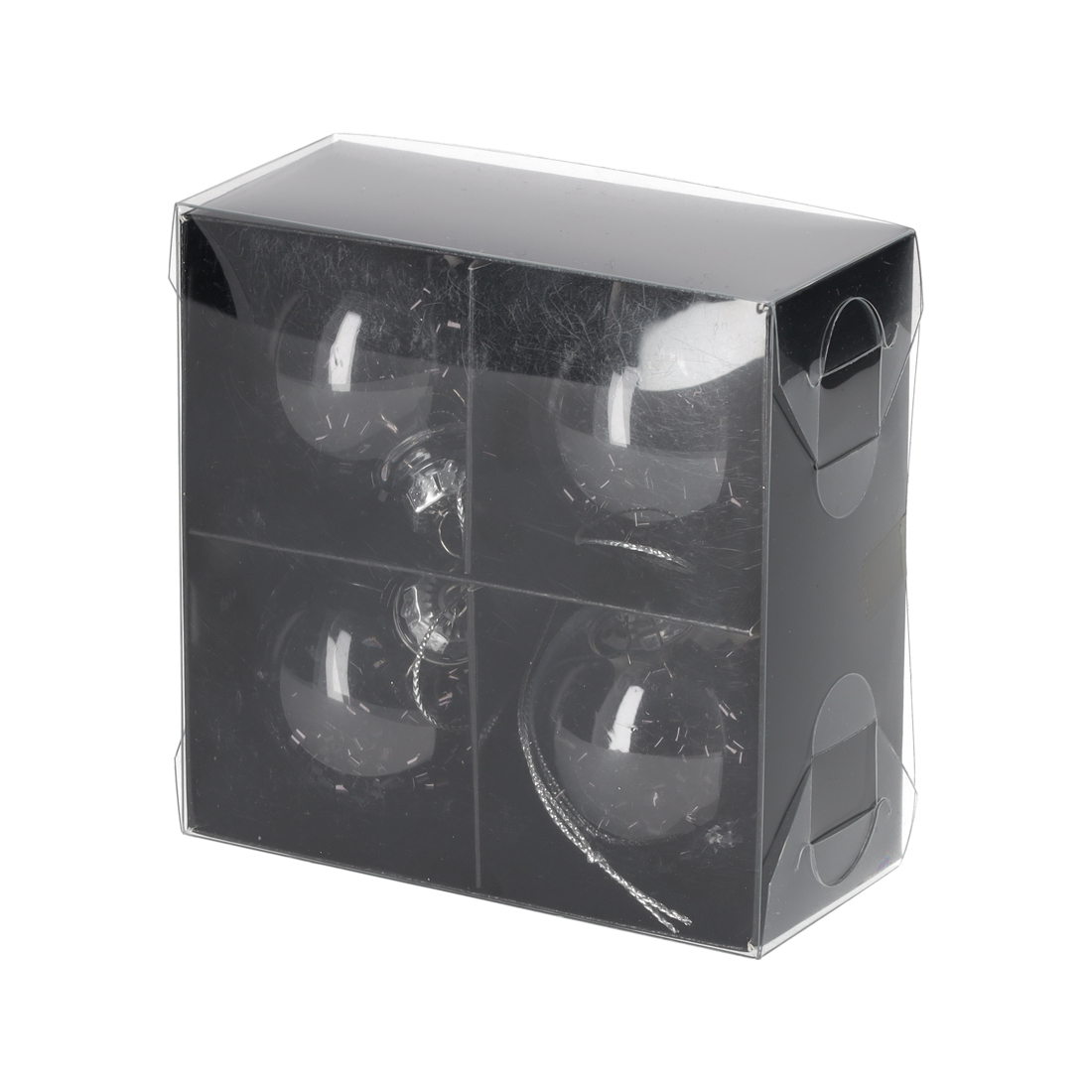 Glitter Kerstballen Zwart /4 (13127)