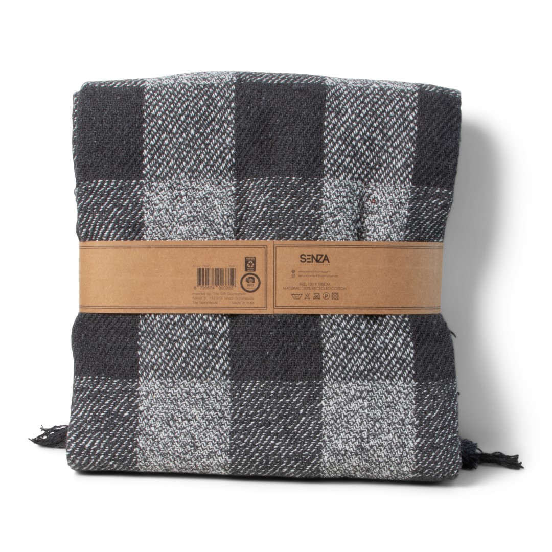25004 SENZA Recycled Cotton Plaid Geruit Zwart
