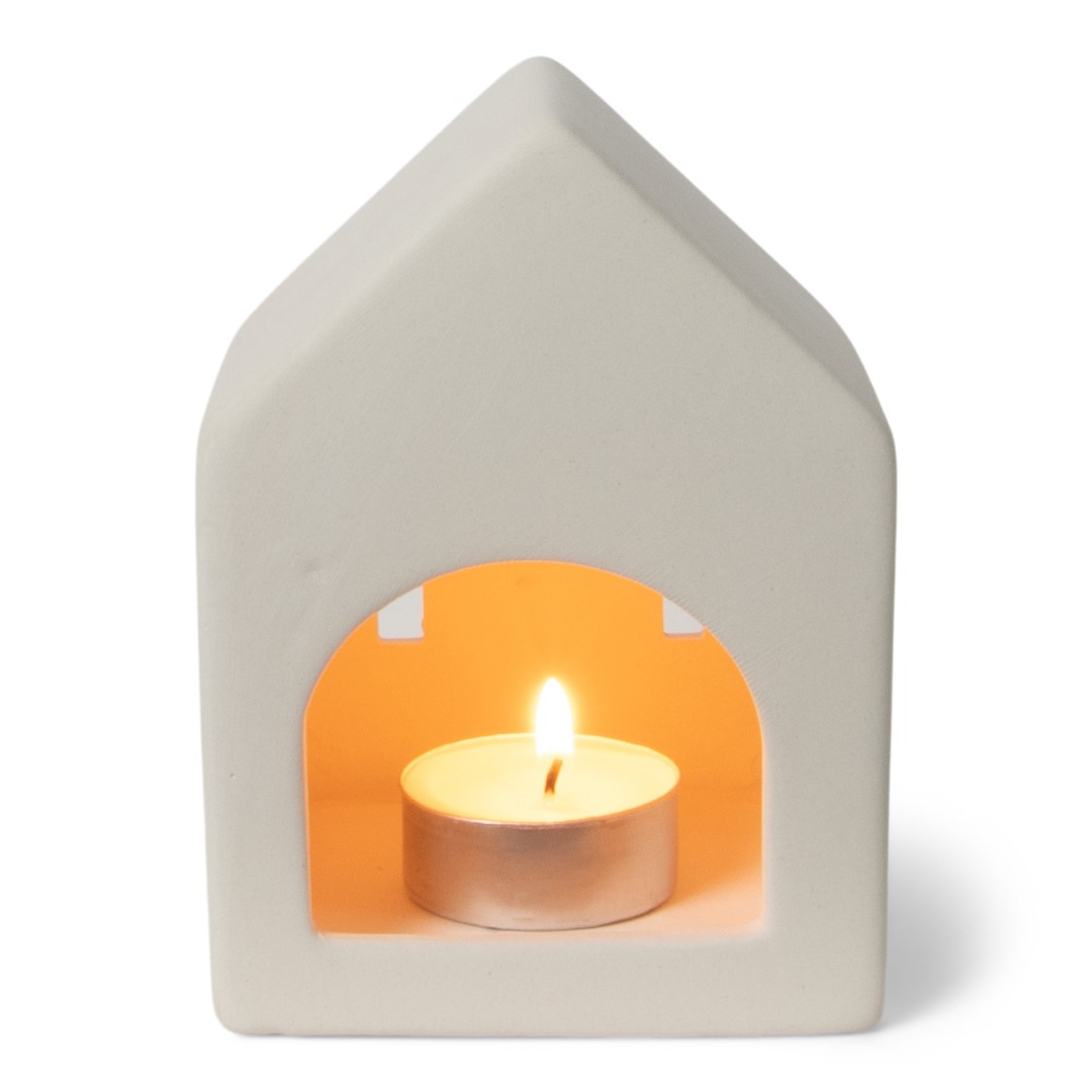 24827 SENZA Theelichthouder Huis Wit
