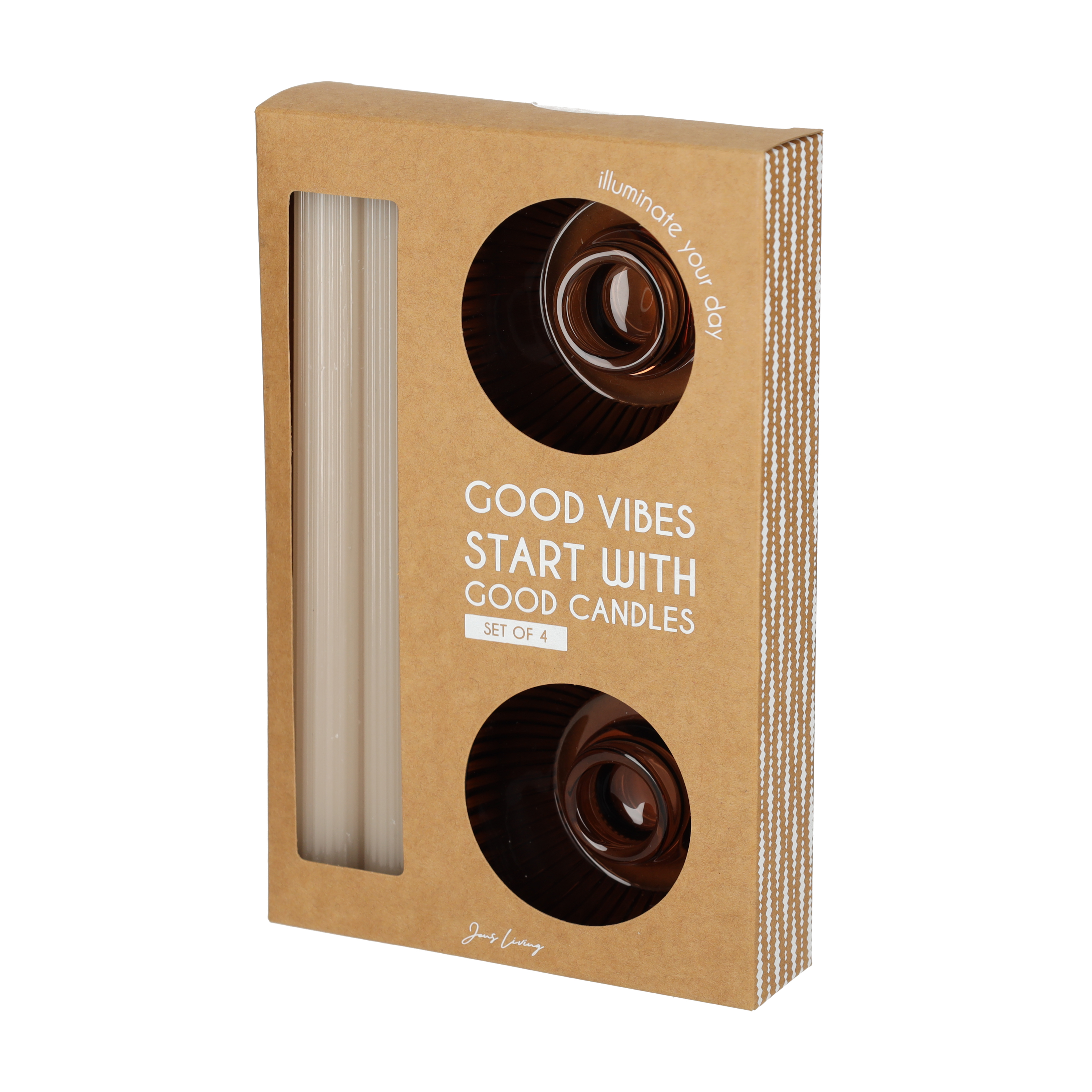 Giftset Kandelaar + Kaars Bruin /2 (25625)
