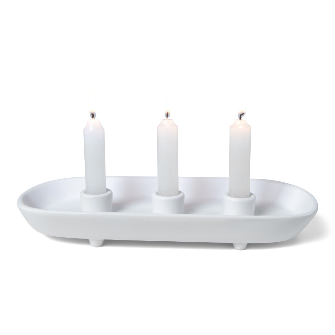 24991 SENZA Keramieken Kandelaar Triple Wit