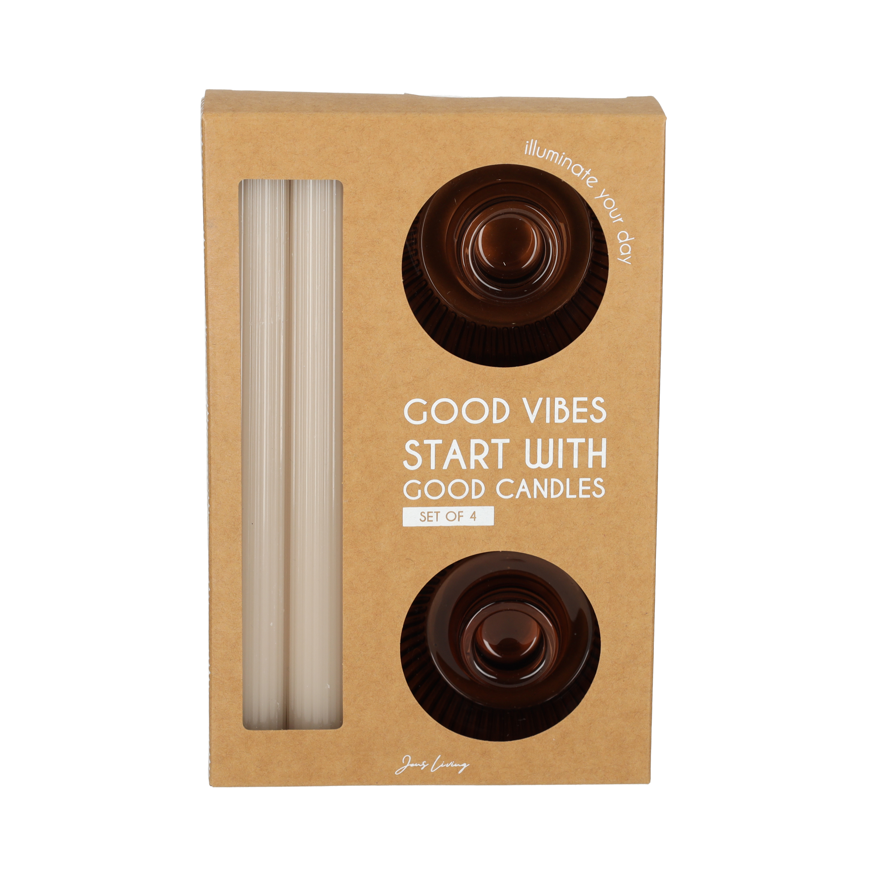Giftset Kandelaar + Kaars Bruin /2 (25625)